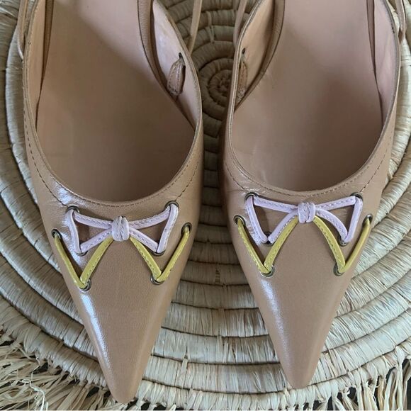 MOSCHINO Italian Leather Nude Slingback Kitten Heel Pumps 36 - Picture 3 of 16